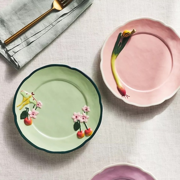 NWT Anthropoloigie Peach Faye Ladybug Dessert Plate - Picture 2 of 6